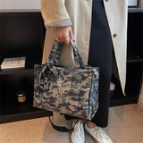 Quilted Padded Winter Totes Bag Down Fabric Cotton Shoulder Crossbody Bags