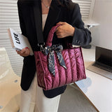 Quilted Padded Winter Totes Bag Down Fabric Cotton Shoulder Crossbody Bags