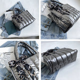 Quilted Padded Winter Totes Bag Down Fabric Cotton Shoulder Crossbody Bags