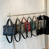 Quilted Padded Winter Totes Bag Down Fabric Cotton Shoulder Crossbody Bags