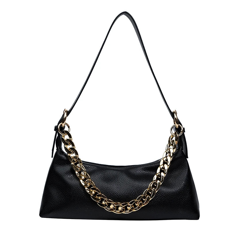 Solid Tote Bag Female PU Leather Crossbody Handbag Armpit bag