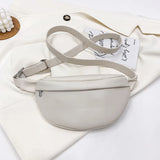 Solid Colour PU Leather Fanny Packs For Women Waist Bags Female Waist Pack