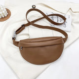 Solid Colour PU Leather Fanny Packs For Women Waist Bags Female Waist Pack