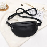 Solid Colour PU Leather Fanny Packs For Women Waist Bags Female Waist Pack