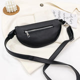 Solid Colour PU Leather Fanny Packs For Women Waist Bags Female Waist Pack