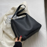 Solid Colour PU Leather Shoulder Bags For Women Large Capacity Casual Tote Bag
