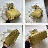 Solid Colour PU Leather Shoulder Bags For Women Large Capacity Casual Tote Bag