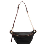 Solid Colour PU Leather Waist Bag for Women Chain Waist Pack Fanny Pack Female