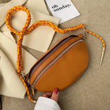 Stylish Braid Belt Waist Pack Women PU Leather Waist Bag