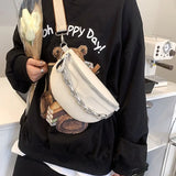 Solid Colour PU Leather Waist Bag For Women Stylish Fanny Pack
