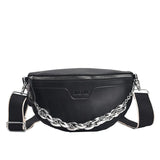 Solid Colour PU Leather Waist Bag For Women Stylish Fanny Pack