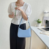 Solid Colour Shoulder Bags For Women PU Leather Hand Bag Ladies Purses And Handb