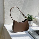 Solid Colour Shoulder Bags For Women PU Leather Hand Bag Ladies Purses And Handb