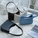 Solid Colour Shoulder Bags For Women PU Leather Hand Bag Ladies Purses And Handb