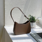 Solid Colour Shoulder Bags For Women PU Leather Hand Bag Ladies Purses And Handb