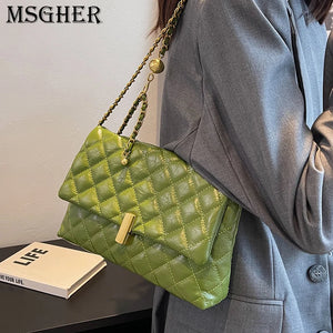 Stylish PU Leather Crossbody Bag Chain Shoulder Purse for Women