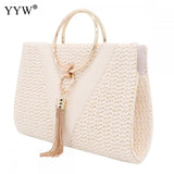 Yellow Tassel Envelope Clutch Crossbody Bag for Evening Party