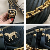 Tabby PU Leather Chain Waist Bags V Stripe Fanny Pack