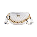 Tabby PU Leather Chain Waist Bags V Stripe Fanny Pack