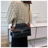Vintage Silk Scarf Tote Bag PU Leather Women Handbag