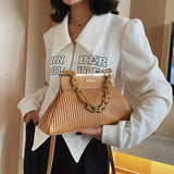 Women Chain Clutch Shoulder Bag Handbag Pleated Crossbody Bag