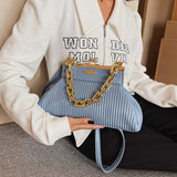 Women Chain Clutch Shoulder Bag Handbag Pleated Crossbody Bag