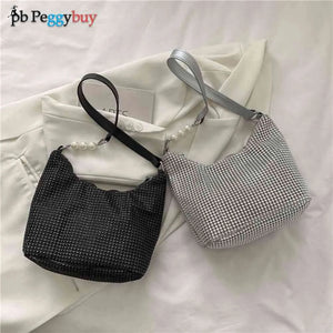 Rhinestone Shoulder Handbag for Wedding Party with Large Capacity