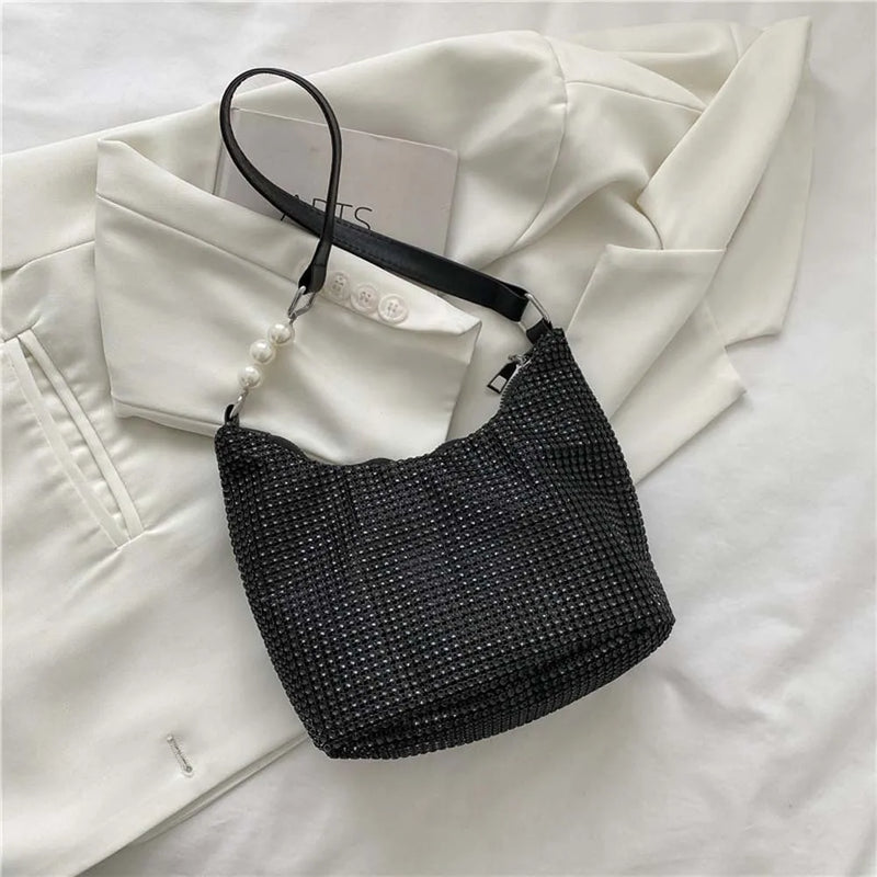 Rhinestone Shoulder Handbag for Wedding Party with Large Capacity