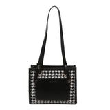 Women Shoulder Bags PU Houndstooth Pattern Handbags for Daily Travel
