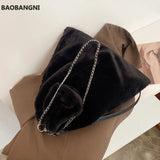 Winter Plush Bucket Bag Faux Fur Shopping Bag Large Capacity