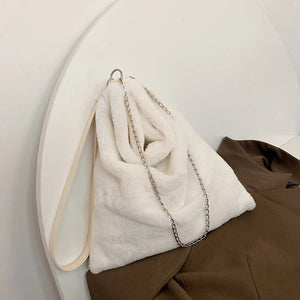 Winter Plush Bucket Bag Faux Fur Shopping Bag Large Capacity