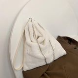 Winter Plush Bucket Bag Faux Fur Shopping Bag Large Capacity