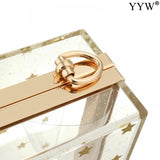 Women Star Acrylic Clutch Bag Box Bag Shoulder Sequined Transparent For Ladies