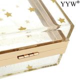 Women Star Acrylic Clutch Bag Box Bag Shoulder Sequined Transparent For Ladies