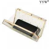Women Star Acrylic Clutch Bag Box Bag Shoulder Sequined Transparent For Ladies