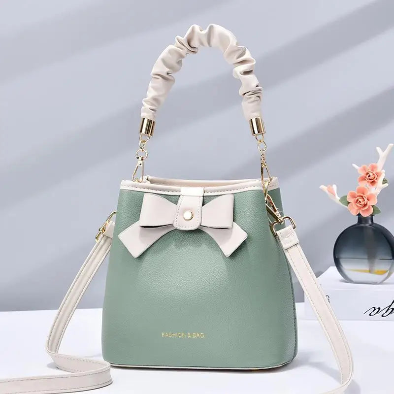 Elegant Bow Bucket Bag Women's Large-capacity Handbag