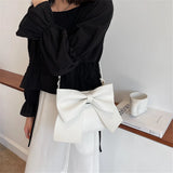Women's Bow Underarm Bag Leather Shoulder Messenger Bags Lady Purses