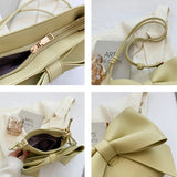 Women's Bow Underarm Bag Leather Shoulder Messenger Bags for Women Lady Purses
