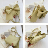 Women's Bow Underarm Bag Leather Shoulder Messenger Bags for Women Lady Purses