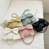 Women's Bow Underarm Bag Leather Shoulder Messenger Bags for Women Lady Purses