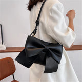 Women's Bow Underarm Bag Leather Shoulder Messenger Bags for Women Lady Purses