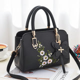 Fashionable Literary Embroidery Small Square Bag One-shoulder Mes