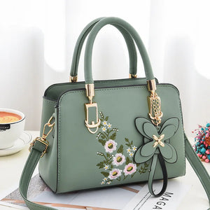 Fashionable Literary Embroidery Small Square Bag One-shoulder Mes