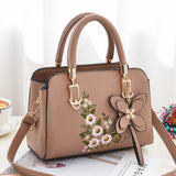 Fashionable Literary Embroidery Small Square Bag One-shoulder Mes