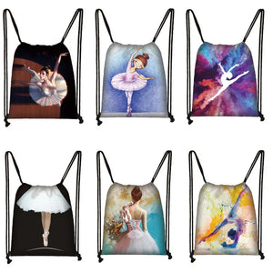 Ballet Dancing Girls Drawstring Bag Women Storage Bags Teenager Girls Backpack