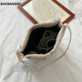 Fashion Straw Shoulder Bag Knitted Beach Handbag