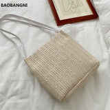 Fashion Straw Shoulder Bag Knitted Beach Handbag