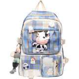 Plaid Backpack Waterproof School Bags Lightweight Travel Rucksack