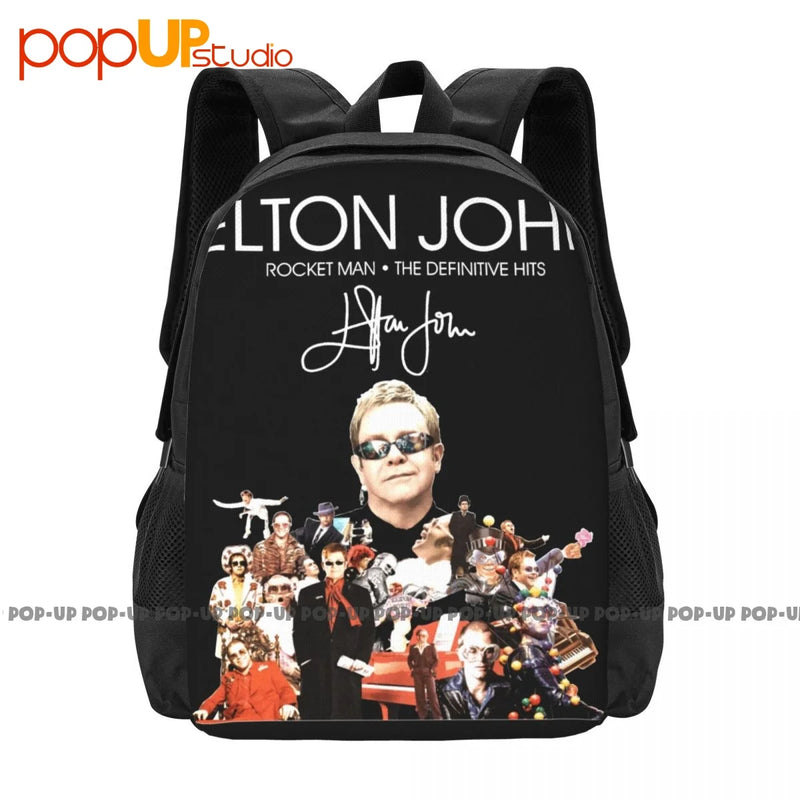 Elton John Rocket Man Hits Backpack Large Capacity Travel Bag