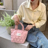 Embossed Flower Handbags for Women Portable Canvas Storage Bags